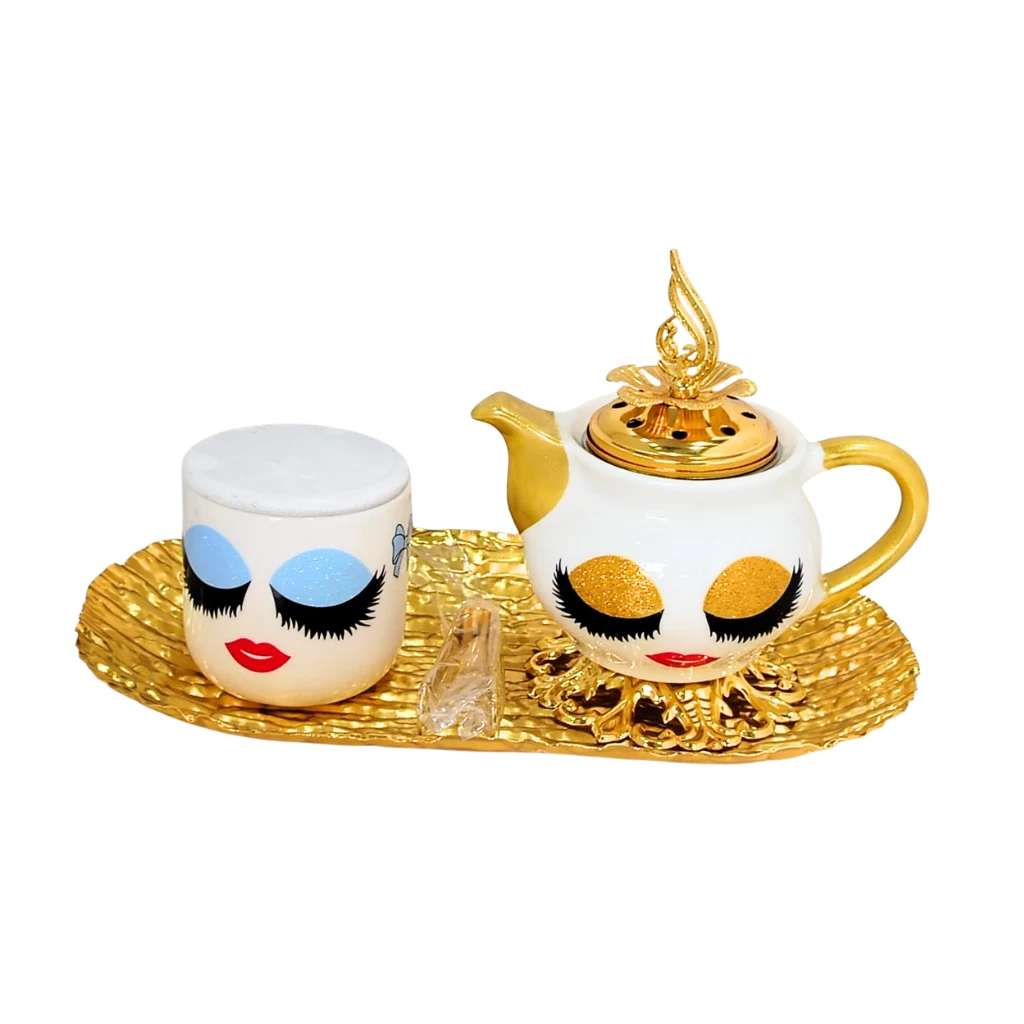 Ensemble de brûleur d’encens Glamour Doré inspiré du visage